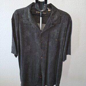 CARIBBEAN MENS 2XT BLACK 55% SILK 45% RAYON JAQUARD SHORT SLEEVE SHIRT